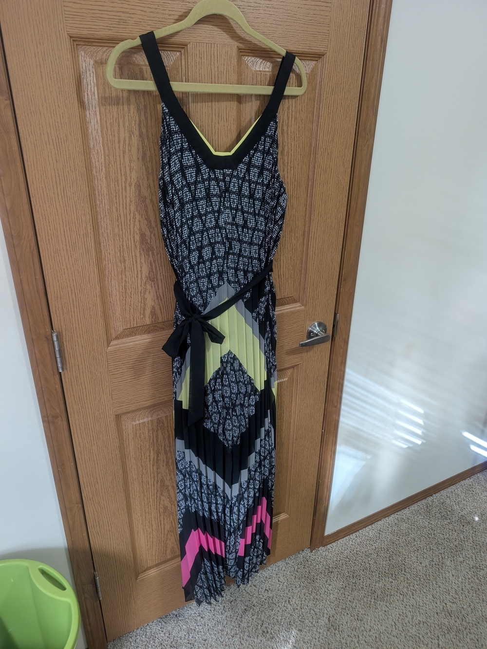 Lane Bryant Black Maxi Dress with Lime and Pink Accents